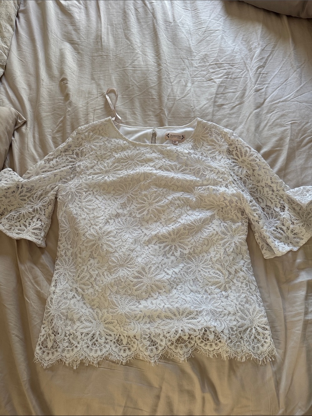 Nanette Lepore White Floral Lace Blouse